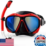 Melumilu Snorkel Set Adult, Dry 180 Panoramic Anti-fog Mask & Gear Blue. Fixed Price $35.79.