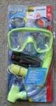 Aqua San Remo 5PC Green/blue Dive Set:mask,snorkel,goggles,floating CASE,BAG,7+. Fixed Price $17.00.