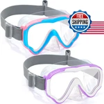 Vvinca Swim Goggles W/ Nose Cover, 2PK Elastic Strap Snorkel Mask Kids Age. Fixed Price $44.07.