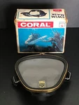 Coral Swim Mask Model 20 Vtg Original Box Brass Frame Tempered Glass Dive Diving. Fixed Price $24.99.