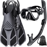 Zenoplige Mask Fins Set, Snorkeling Gear For Large-x-large, Black. Fixed Price $53.49.