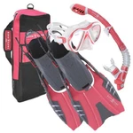 Aqua Lung Sport Jewel Mask Snorkel And Fins Combo S/m, Pink *distressed Pkg. Fixed Price $59.99.