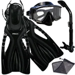 Panoramic Purge Dive Mask Goggles, Snorkel, Flippers Gear Bag Package Combo Set. Fixed Price $62.67.