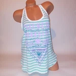 No Boundaries Tank Large Take Me Paradise Aqua White Stripe Crochet Back. Fixed Price $17.99.