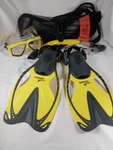 Speedo Junior Reef Scout Fins, Mask And Snorkel Set, Carry Bag, Yellow, Size S/m. Fixed Price $18.76.