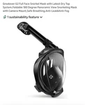 Scuba Diving Full Face Snorkel Mask 180 Panoramic Dry Top Anti-fog Camera Mount. Fixed Price $29.99.