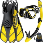 Zenoplige Adult Mask Fins Snorkel Set With Travel Bag, Yellow, ML/XL(9-13). Fixed Price $17.62.