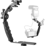 Chromlives Camera Mount Video Grip L-bracket With Dual Flash Cold Shoe. Fixed Price $16.89.