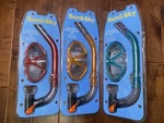 Lot Of 3 Sun & Sky Adult Swim Mask Snorkel Sets New Green Orange Red. Fixed Price $29.98.