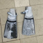 The Creek Company Float Tube Fins Adjustable Open Heel Black Grey Large. Fixed Price $50.00.