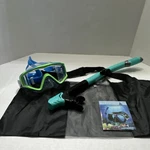Greatever GM01 Snorkel Set Mask & Green Blue With Carry Bag For Kids. Fixed Price $20.00.