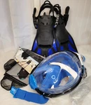 Full Face Snorkel Mask And Fins Latest Dry Top Medium Cozia Design. Fixed Price $30.00.