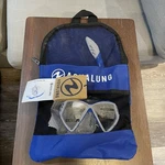 Aqualung Junior Cub Combo Mask Snorkel Set Blue White Made In Italy. Fixed Price $27.00.